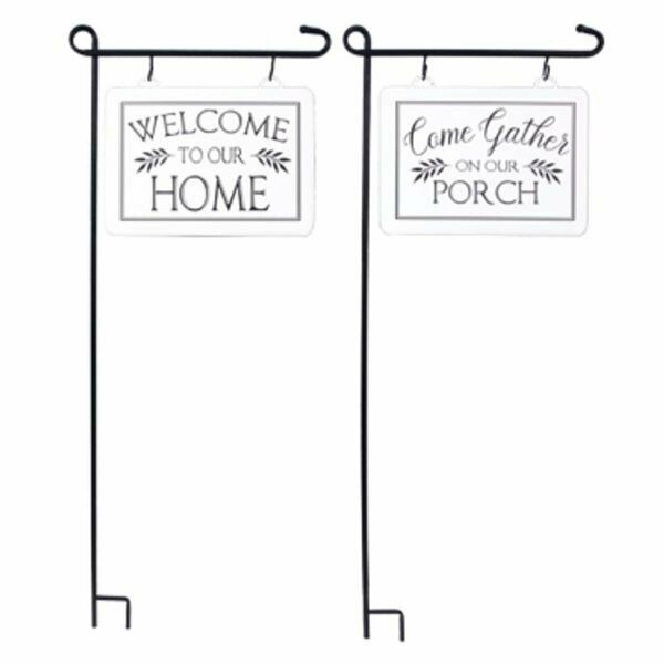Patio Trasero Metal Yard Stake with Enamel Sign, Assorted Color - 2 Piece PA4269528
